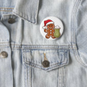 Gingerbread Man Holding Matcha Drink Weihnachten Button (Beispiel)