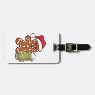 Gingerbread Man Holding Matcha Drink Weihnachten Gepäckanhänger