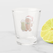 Gingerbread Man Holding Matcha Drink Weihnachten Schnapsglas (Rückseite)