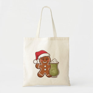Gingerbread Man Holding Matcha Drink Weihnachten Tragetasche