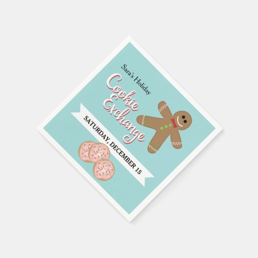 Gingerbread Man, Holiday Cookie Exchange Party Serviette (Ecke)