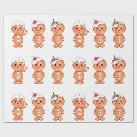 Gingerbread Man Holiday Festliche Weihnachten Sais Geschenkpapier (Flach)