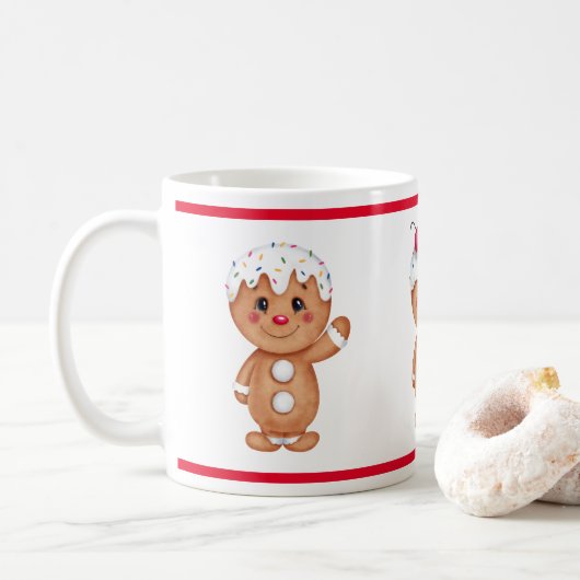 Gingerbread Man Holiday Festliche Weihnachten Sais Kaffeetasse (Mit Donut)