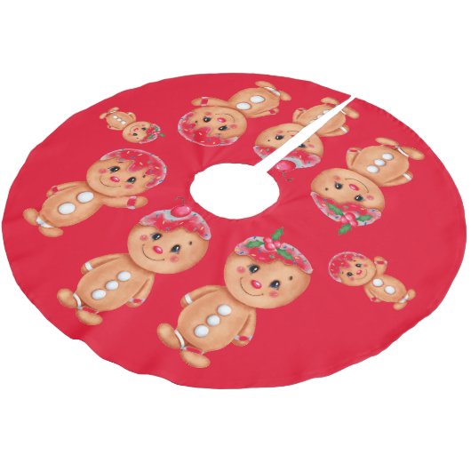 Gingerbread Man Holiday Festliche Weihnachten Sais Polyester Weihnachtsbaumdecke (Schrägansicht)