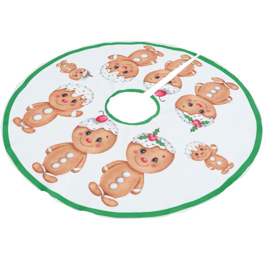 Gingerbread Man Holiday Festliche Weihnachten Sais Polyester Weihnachtsbaumdecke (Schrägansicht)