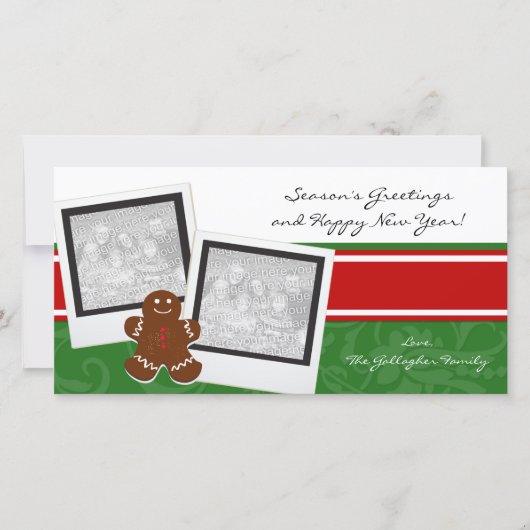 Gingerbread Man Holiday Foto Cards Feiertagskarte (Vorderseite)