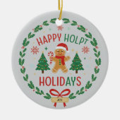 Gingerbread Man & Holly Wreath Christmas Ornament (Vorne)
