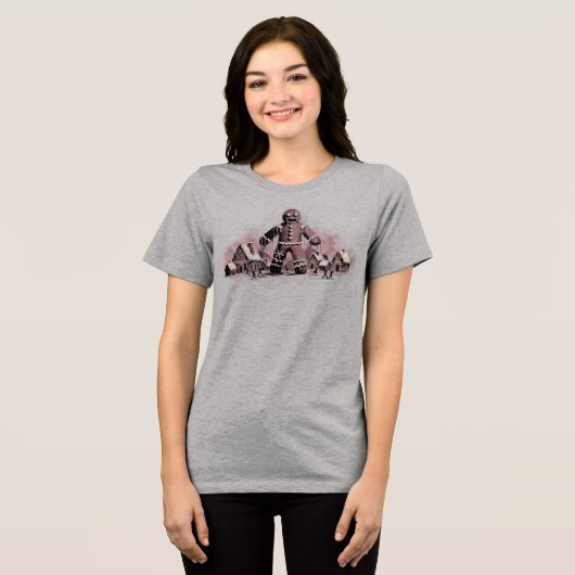 Gingerbread Man Horror Tri-Blend Shirt (Vorderseite voll)