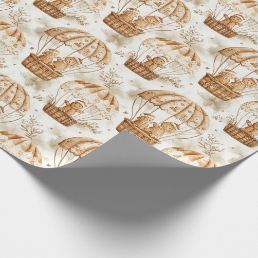 Gingerbread Man Hot Air Ballon Basket Geschenkpapier (Ecke)