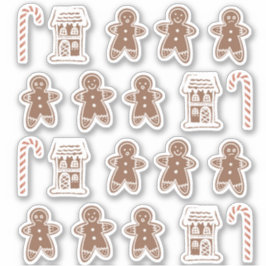 Gingerbread Man House Candy Cane Weihnachtskeks Aufkleber