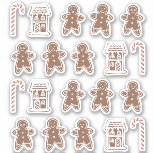 Gingerbread Man House Candy Cane Weihnachtskeks Aufkleber (Vorderseite)