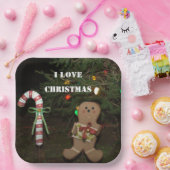 Gingerbread Man I Liebe Weihnachtscreme Candy Cane Pappteller (Party)