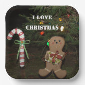 Gingerbread Man I Liebe Weihnachtscreme Candy Cane Pappteller (Vorderseite)