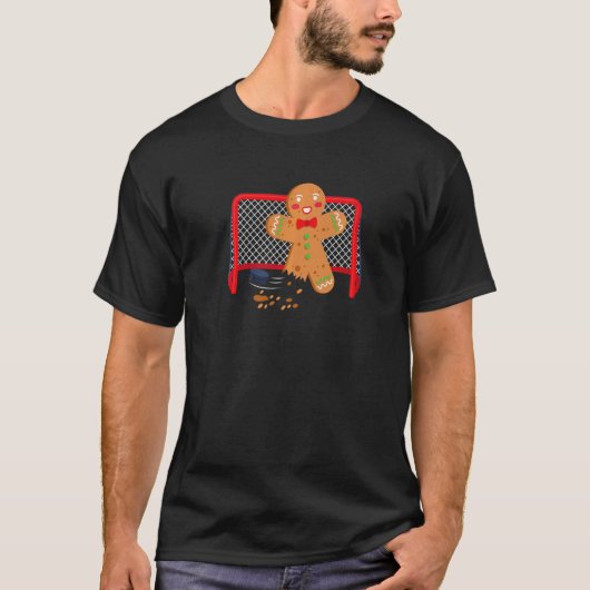 Gingerbread Man Ice Hockey Weihnachten T-Shirt (Vorderseite)