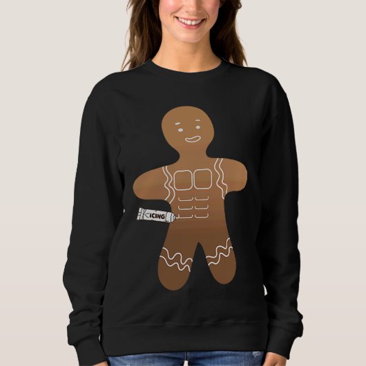 Gingerbread Man Icing Fitness Workout Ugly Christm Sweatshirt (Vorderseite)
