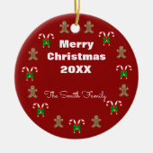 Gingerbread Man in Candycanes Personalisiert Keramik Ornament (Vorne)