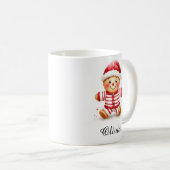 Gingerbread Man in Christmas Pajamas Custom Name Kaffeetasse (VorderseiteRechts)