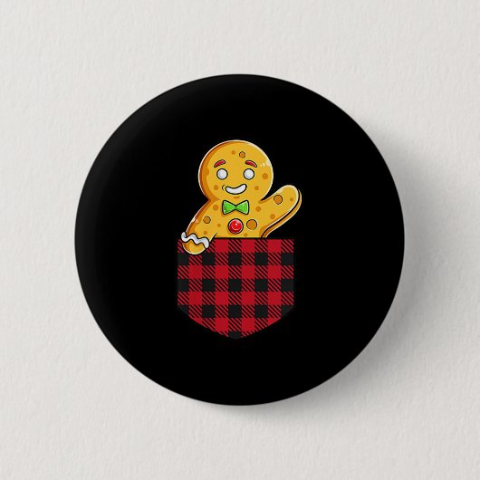 Gingerbread Man in Cket Funny Christmas Cookie Boy Button (Vorderseite)