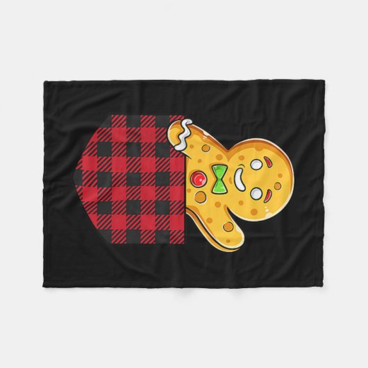 Gingerbread Man in Cket Funny Christmas Cookie Boy Fleecedecke (Vorderseite (Horizontal))