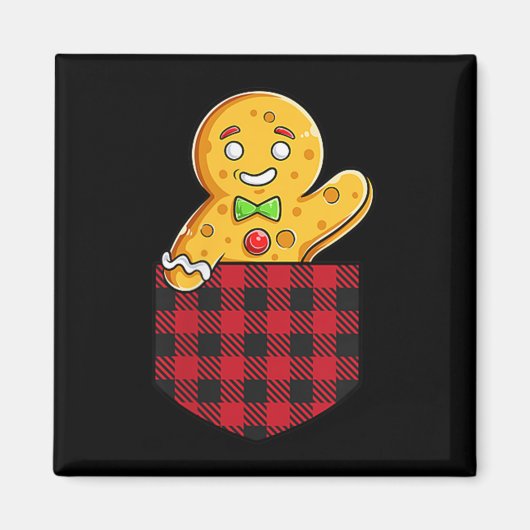 Gingerbread Man in Cket Funny Christmas Cookie Boy Magnet (Vorne)