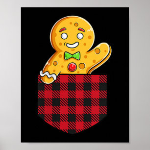 Gingerbread Man in Cket Funny Christmas Cookie Boy Poster