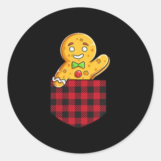 Gingerbread Man in Cket Funny Christmas Cookie Boy Runder Aufkleber (Vorderseite)