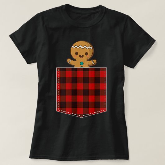 Gingerbread Man in Plaid Pocket T-Shirt (Design vorne)