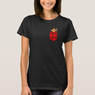 Gingerbread Man in Pocket Kariert Buffalo Karo Pat T-Shirt