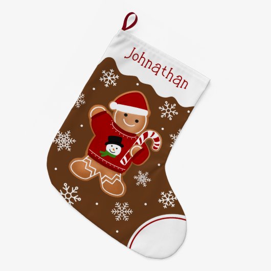 Gingerbread Man in Sweater Großer Weihnachtsstrumpf (Vorderansicht (hängend))