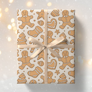 Gingerbread Man Kekse Neutral Weihnachten Beige Geschenkpapier
