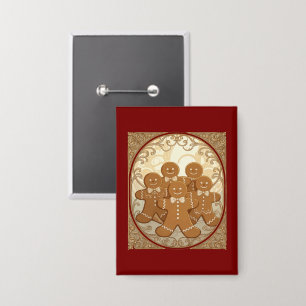 Gingerbread Man Kekse Weihnachten Jugendstil  Button