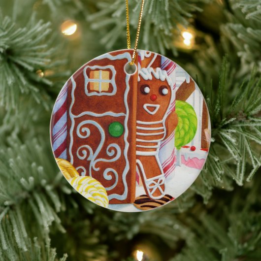 GINGERBREAD MAN Keramik Circle Ornament (Baum)