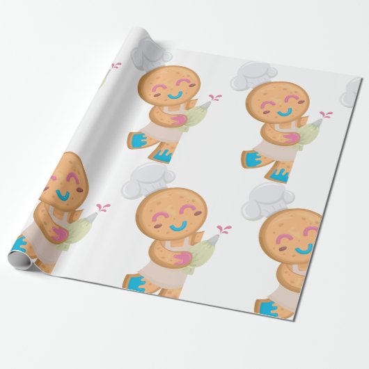Gingerbread Man Koch mit Spritzbeutel Geschenkpapier (Ungerollt)
