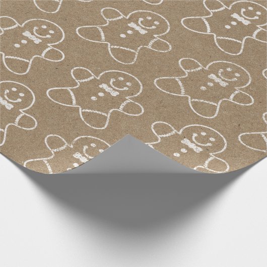 Gingerbread Man Kraft Gift Wrap Paper Geschenkpapier (Ecke)