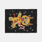 Gingerbread Man Krampus Weihnachts Pajama Weihnach Fleecedecke (Vorderseite (Horizontal))