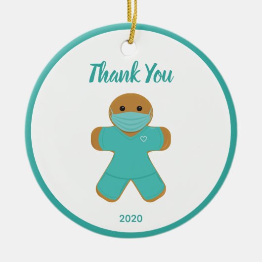 Gingerbread Man Medical Nurse Doctor Danke Keramik Ornament (Vorne)