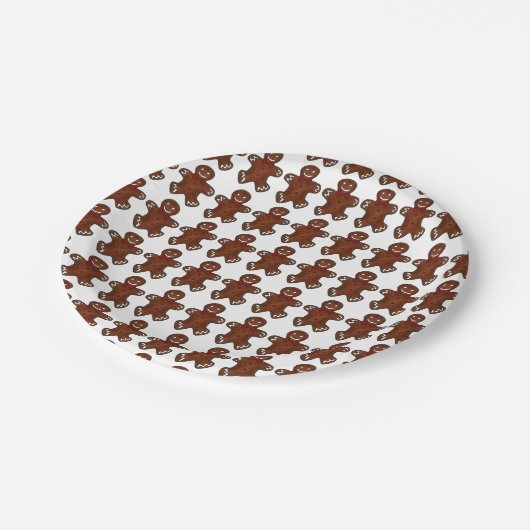 Gingerbread Man Men Cookie Weihnachtsfeier Pappteller (Schrägansicht)