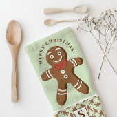 Gingerbread Man Mint Monogram Frohe Weihnachten Geschirrtuch