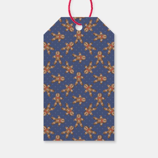 Gingerbread Man Navy Blue Weihnachten Geschenkanhänger (Rückseite)