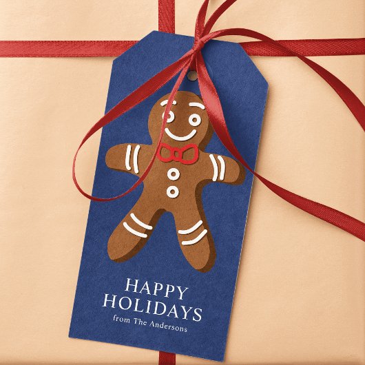 Gingerbread Man Navy Blue Weihnachten Geschenkanhänger