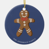 Gingerbread Man Navy Polka Dot Weihnachtsgebäck Fo Keramik Ornament (Vorne)