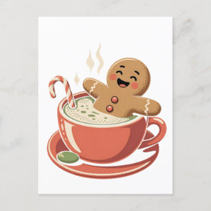 Gingerbread Man nimmt einen Matcha Bathub Weihnach Einladungspostkarte