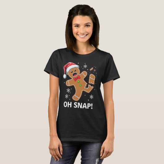 Gingerbread Man Oh Snap Christmas Funny Cookie T-Shirt (Vorne ganz)