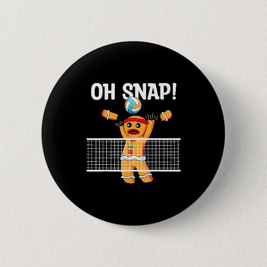 Gingerbread Man Oh Snap Christmas Volleyball Playe Button (Vorderseite)