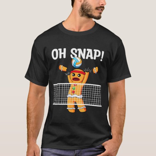 Gingerbread Man Oh Snap Christmas Volleyball Playe T-Shirt (Vorderseite)