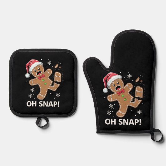 Gingerbread Man Oh Snap Weihnachtskeks Ofenhandschuh & Topflappen-Set (Vorderseite)