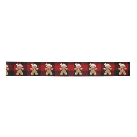 Gingerbread Man on Buffalo Kariert Satin Ribbon Satinband (Vorderseite)