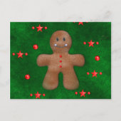 Gingerbread Man on Green Postkarte (Vorderseite)
