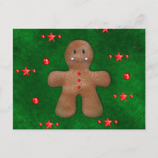 Gingerbread Man on Green Postkarte (Vorderseite)