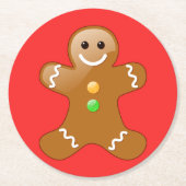 Gingerbread Man on Red Runder Pappuntersetzer (Vorderseite)
